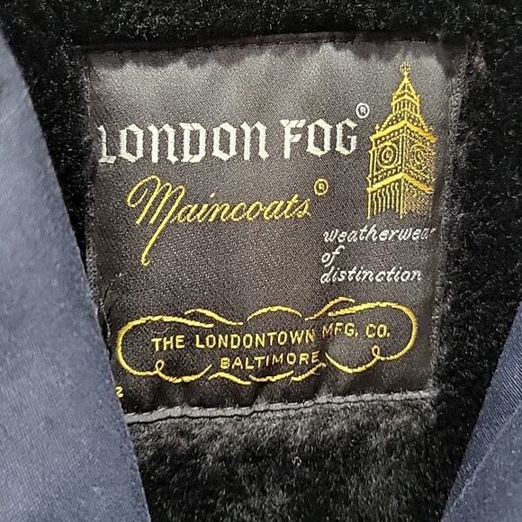 Vintage London Fog Trench Coat with Winter Lining Men's 40 Long Dark Blue - Picture 7 of 9